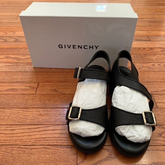 Givenchy Stingray Podium Black Leather Sandals 42